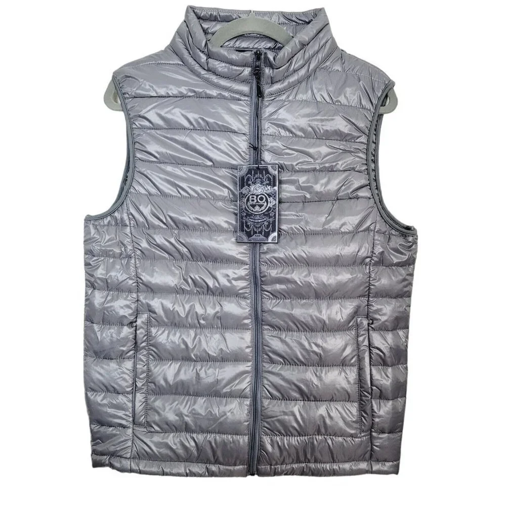 Vintage Blue Ocean Collection Puffer Vest Lightweight Liquid Gray Y2K Large NEW